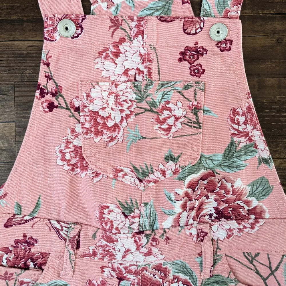 Children's Place Pink Floral Shortalls Overalls